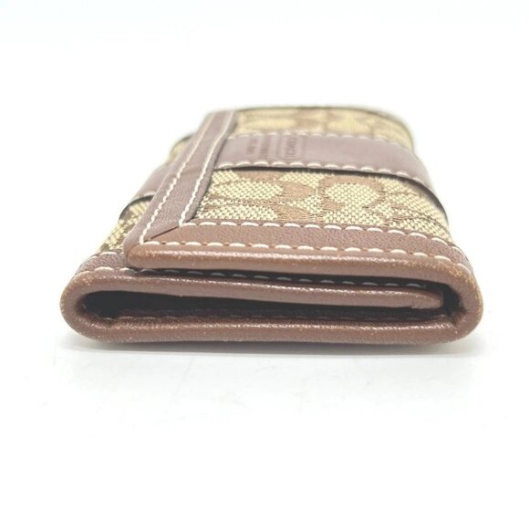 COACH Signature 6-Ring Key Case Canvas Brown/Beige - Picture 3 of 11